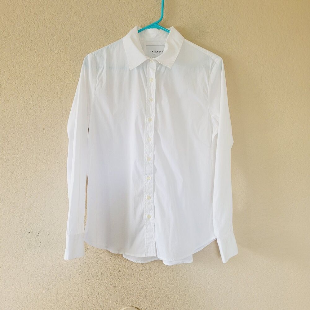 THE SHIRT ROCHELLE BEHRENS Shirt Womens Xsmall White Boyfriend Button Front Top